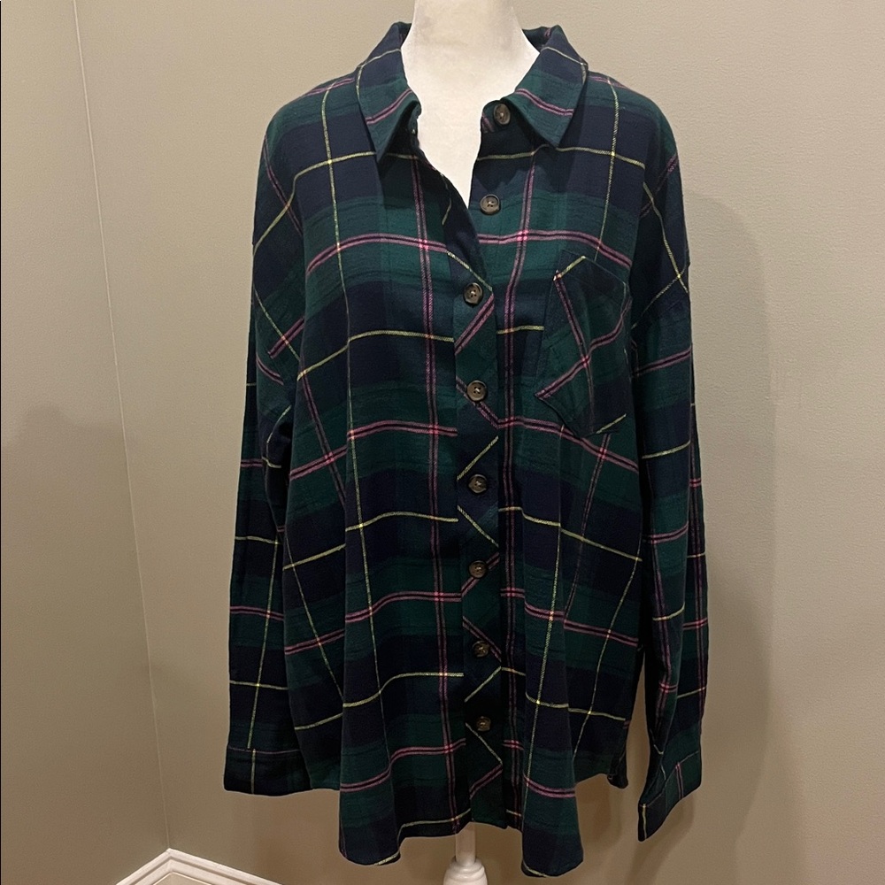 Maurices Plaid Boyfriend Button Down Shirt